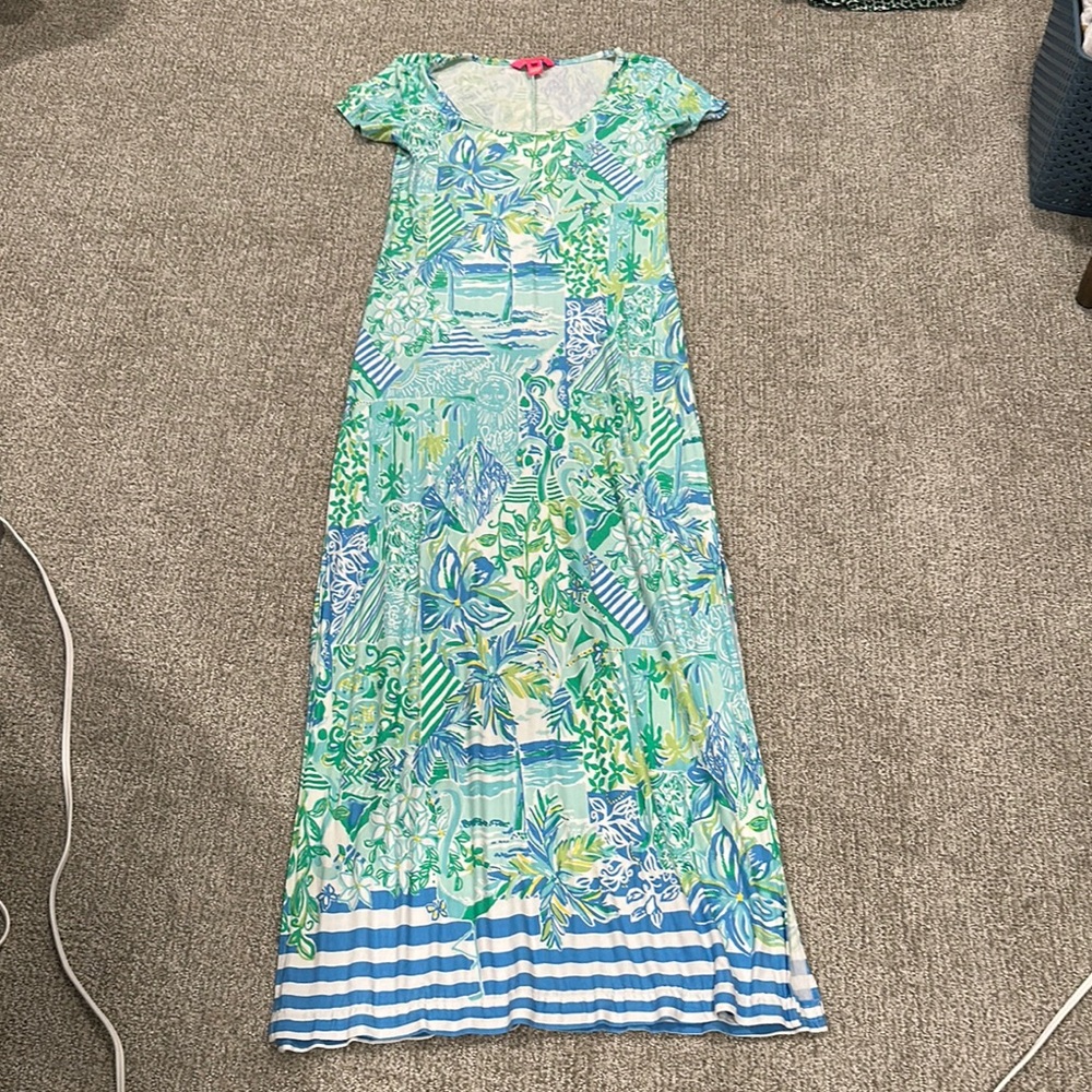 Lilly Pulitzer Green and Blue Maxi Dress - Picture 2 of 6